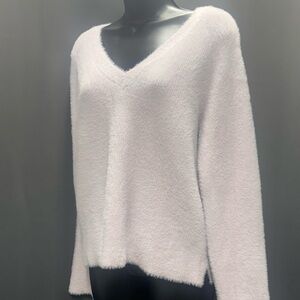 Elegant Feminine Blush Pink Buttery Soft Long Sleeve V-Neck Sweater Size Medium